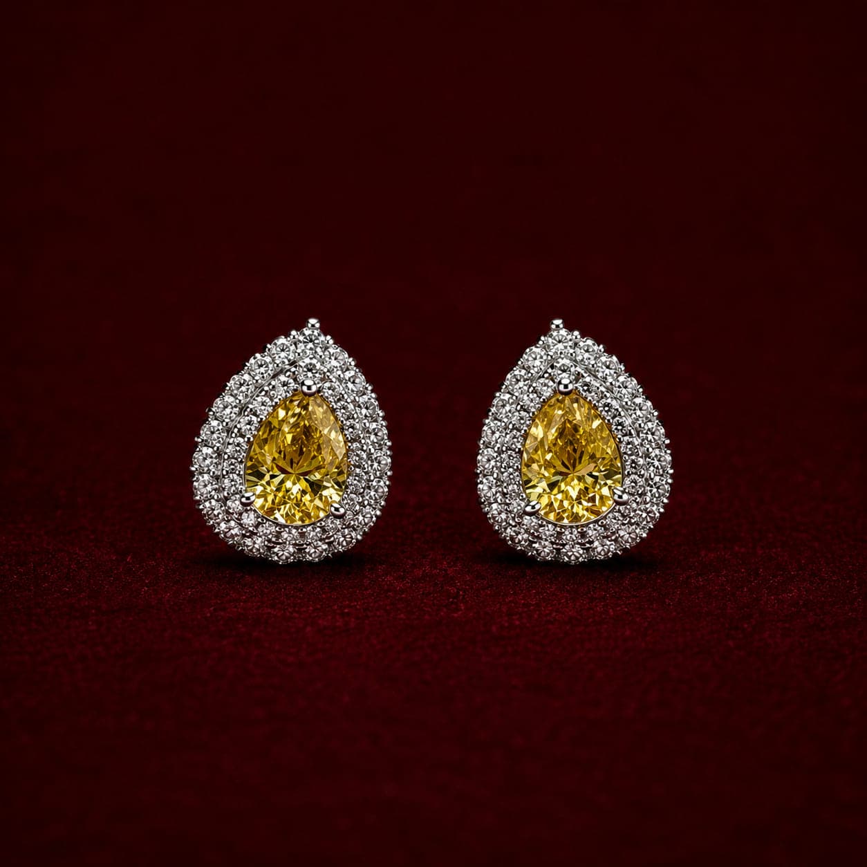Brinco Gota Moissanita Amarela 5x7mm 1,0ct