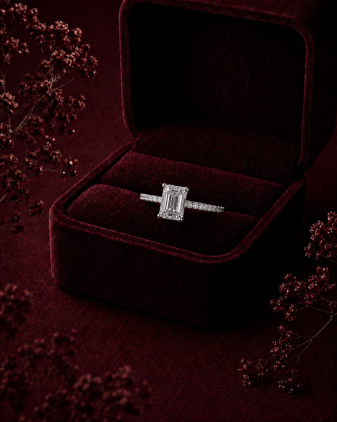 Anel Retângulo Moissanita 5x7mm 1,0ct