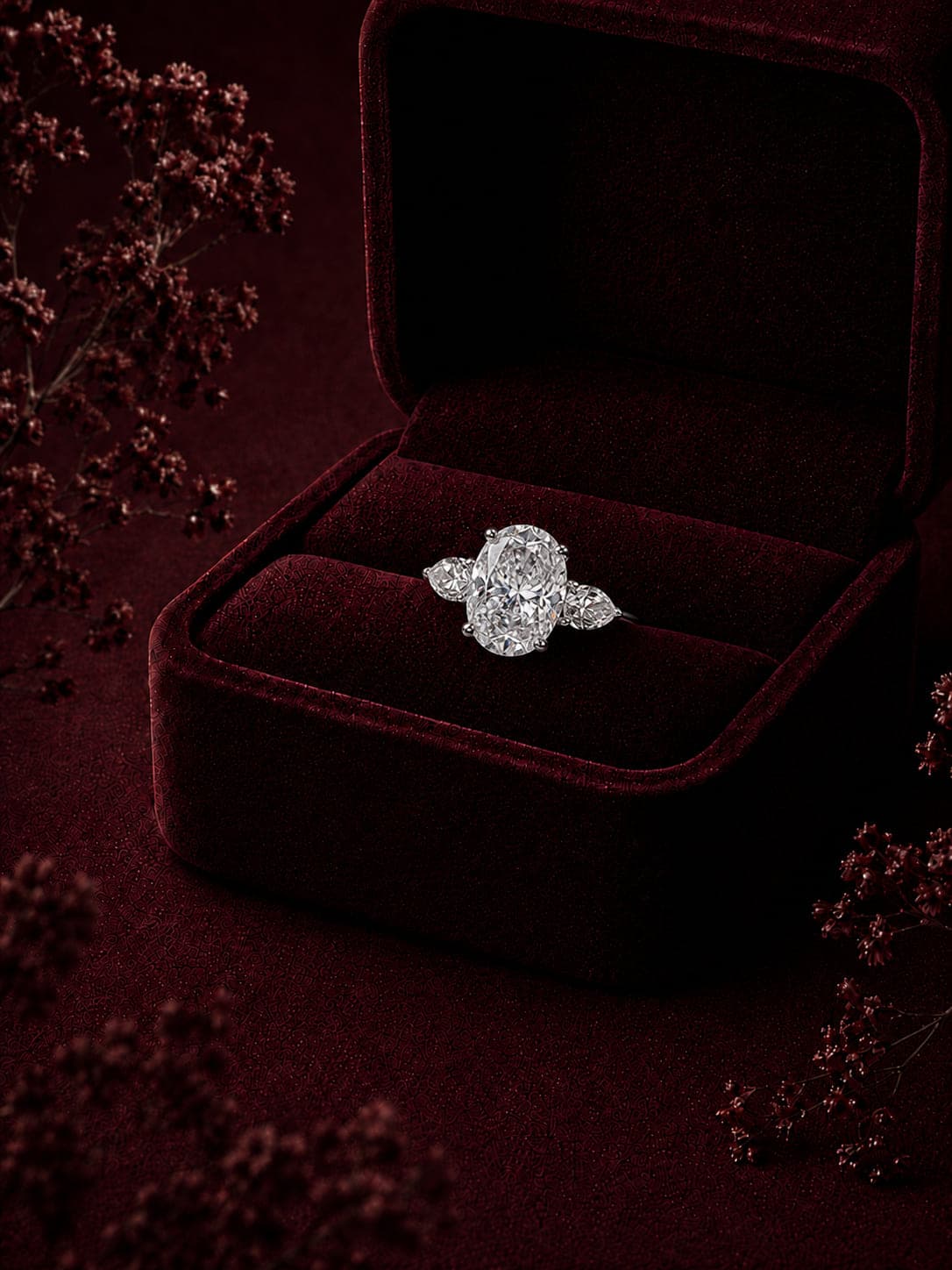 Anel Oval Com Gotas Moissanita 10x14mm 8,0ct