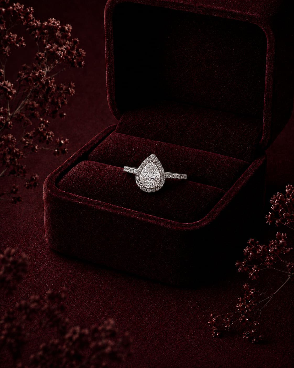 Anel Gota Moissanita 5x7mm 0,8ct