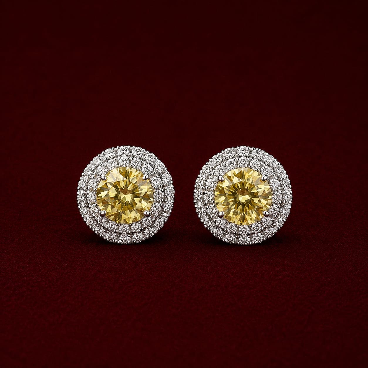 Brinco Redondo Moissanita Amarela 6mm 0,8ct
