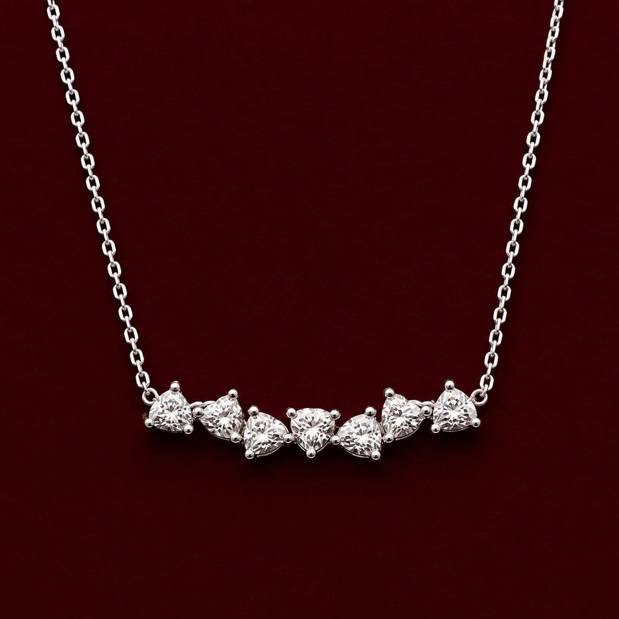 Gargantilha Triângulos Moissanita 4mm 0,3ct 40+5cm