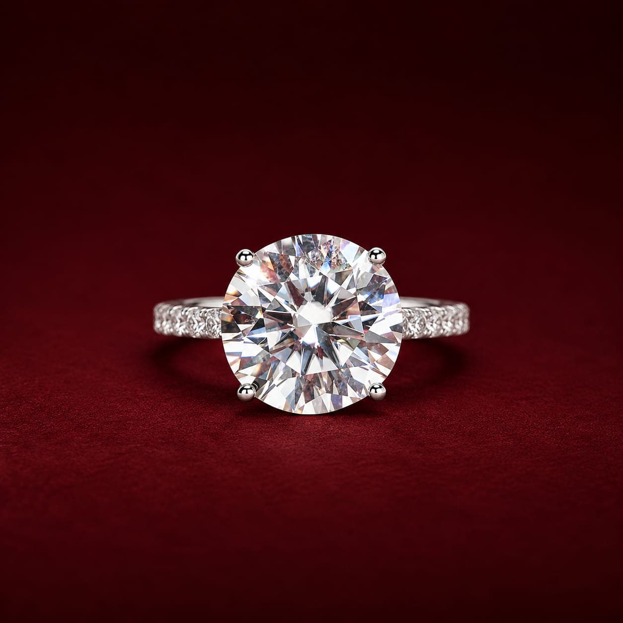Anel Solitário Cravejado 6 Garras Moissanita 14mm 10,0ct