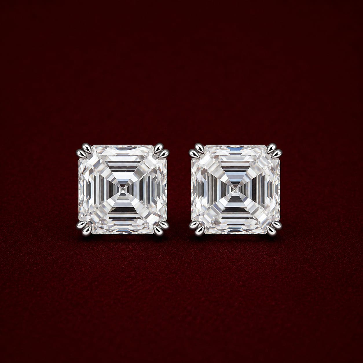 Brinco Quadrado Asscher Moissanita 9x9mm 3,0ct