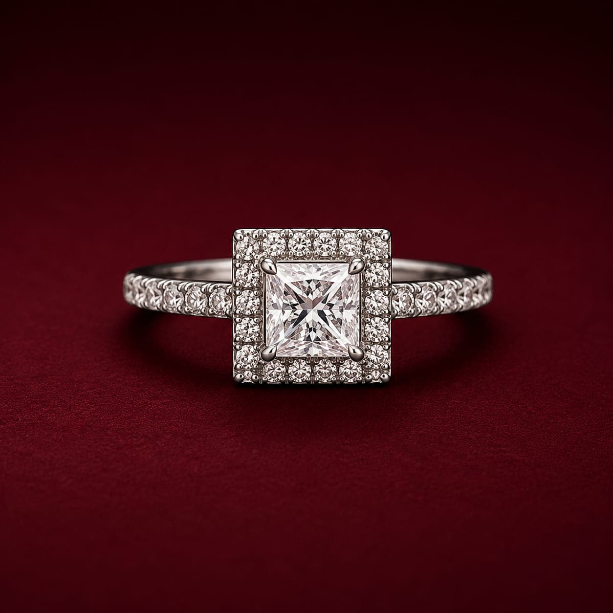 Anel Quadrado Moissanita 5x5mm 0,8ct