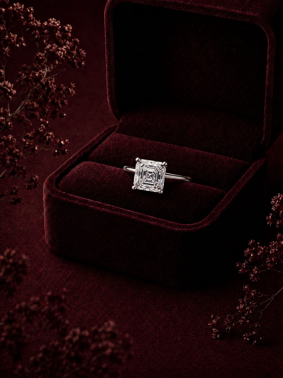 Anel Quadrado Moissanita 10x10mm 6ct