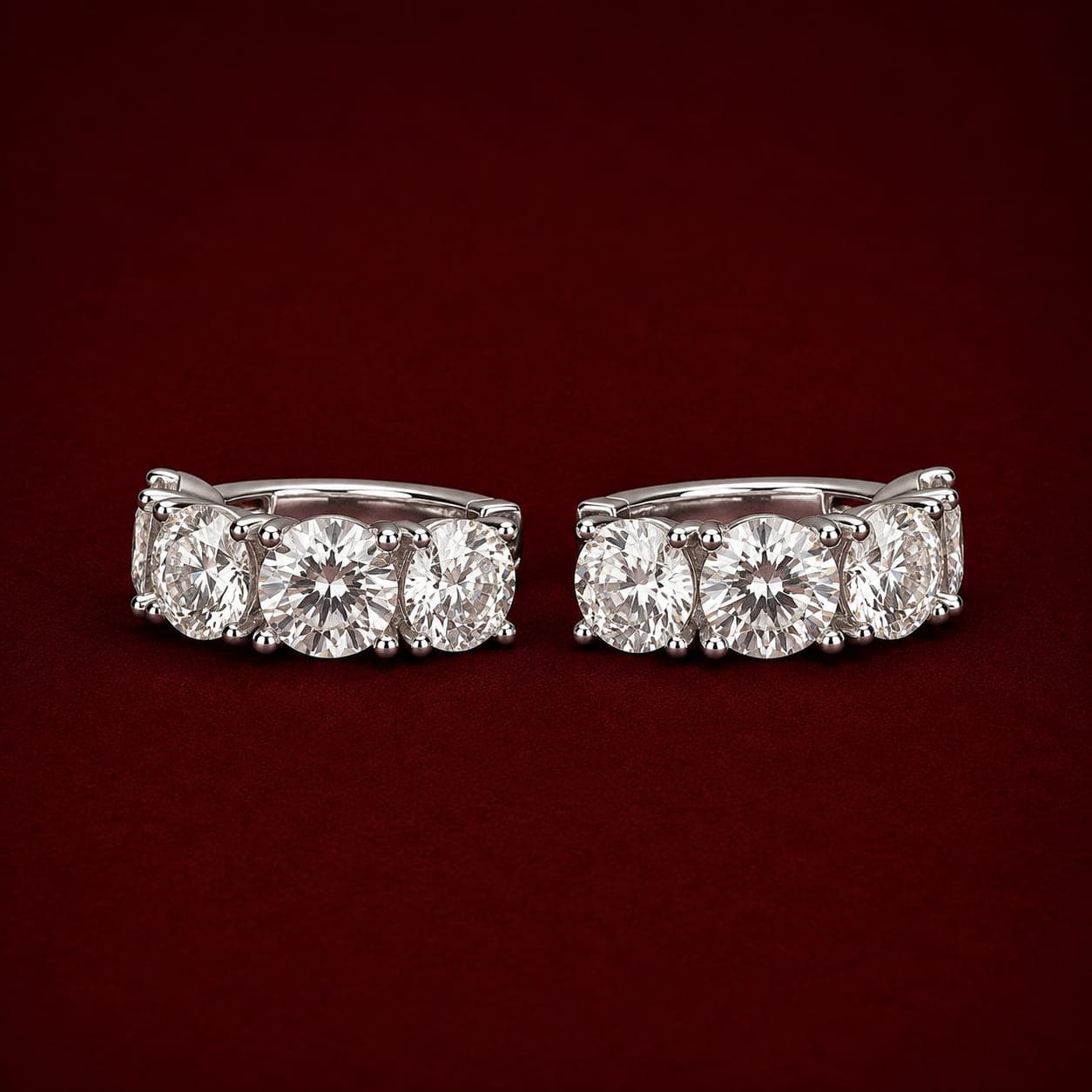 Brinco Argola Moissanita 12mm 4mm 0,3ct