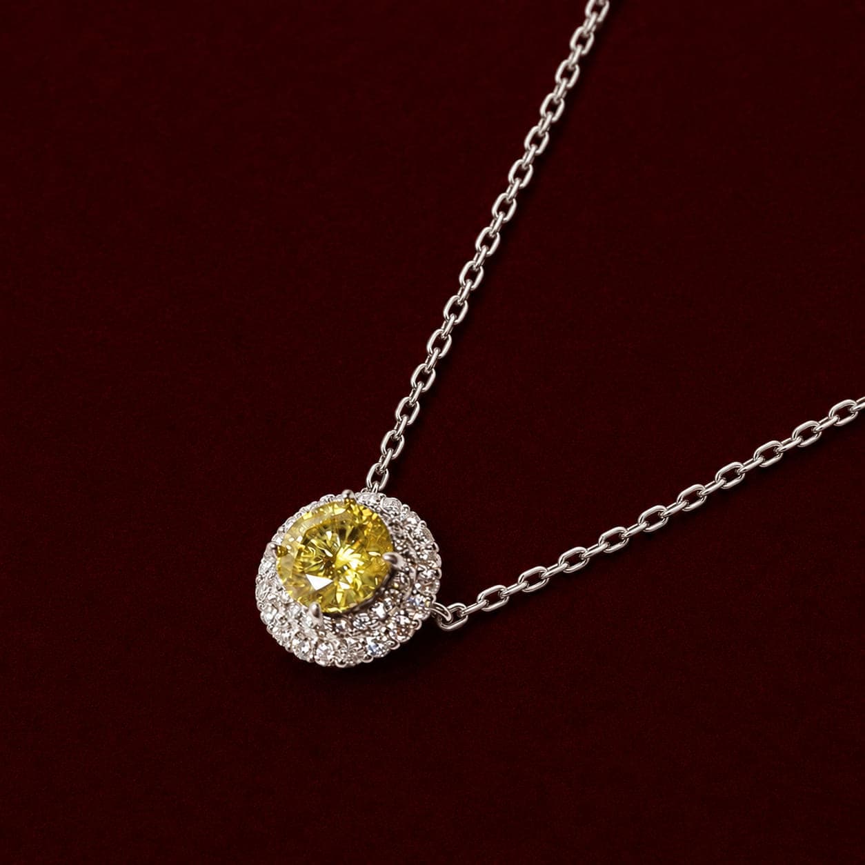 Gargantilha Redonda Moissanita Amarela 7mm 1,2ct 40+5cm