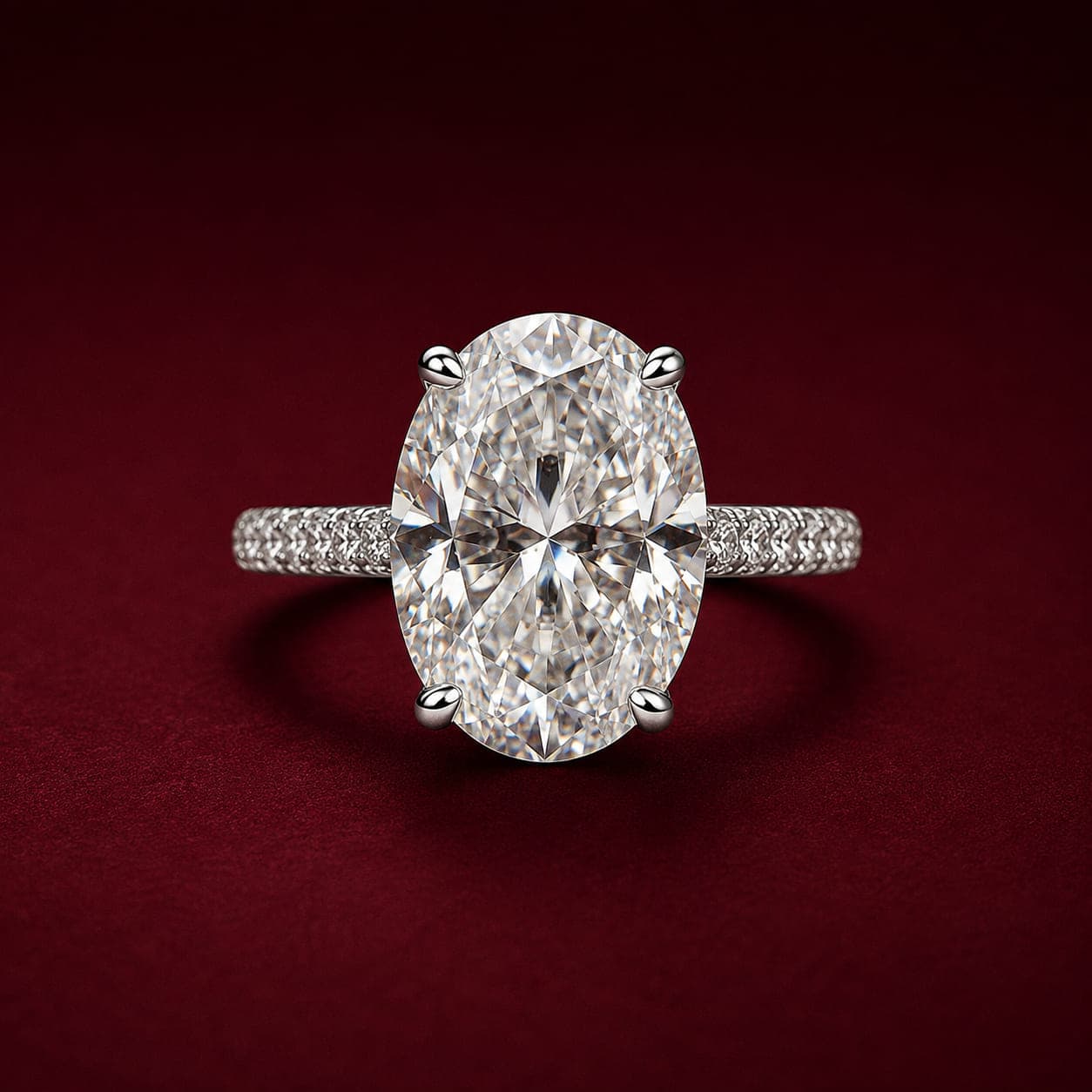 Anel Oval Cravejado Moissanita 10x14mm 6,0ct