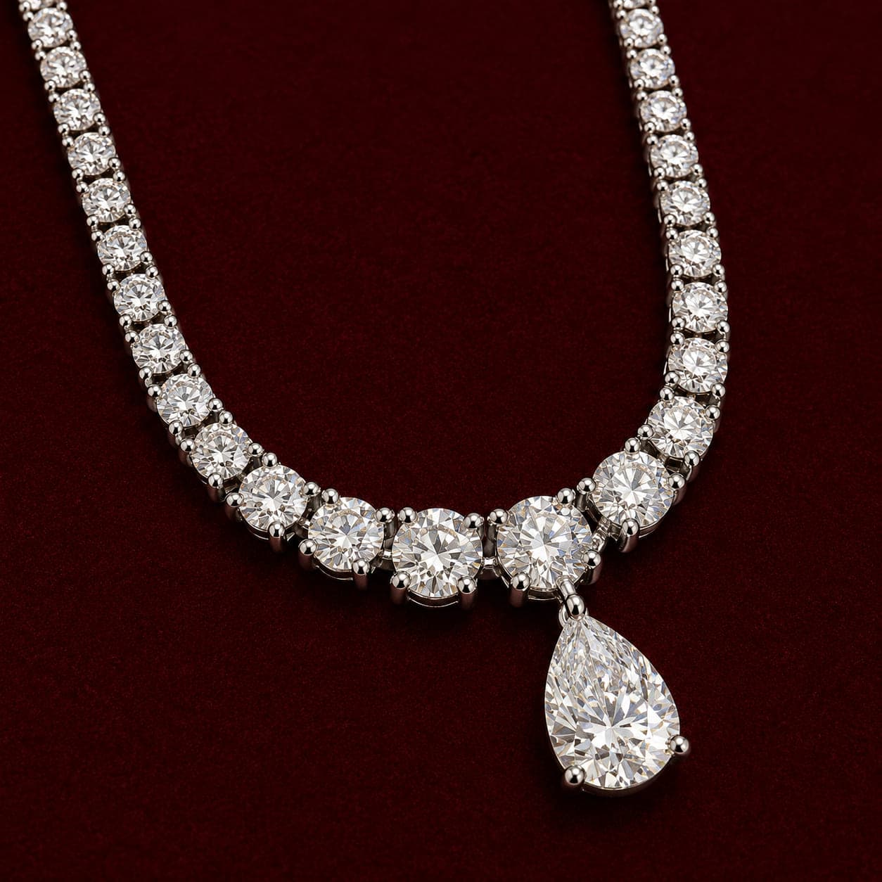 Colar Gota Moissanita 6x8mm 1,25ct 40cm