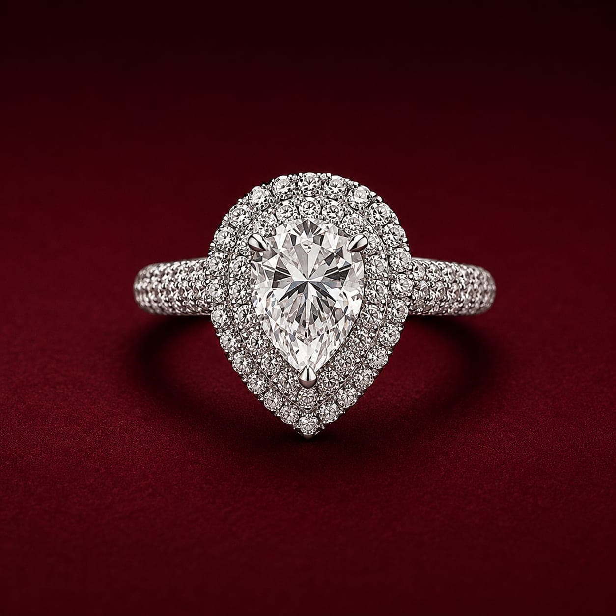 Anel Gota Moissanita 6x8mm 1,25ct